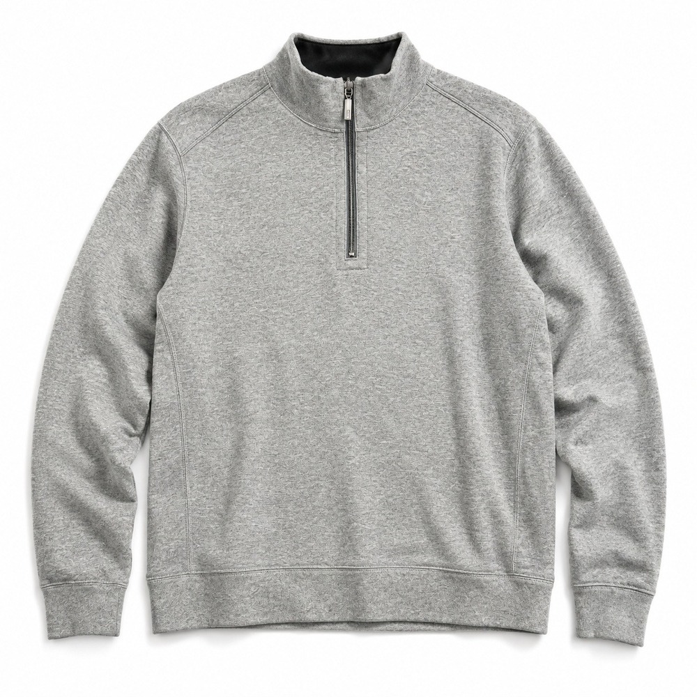 Tommy Bahama Quarter Zip Pullover Men's Large Heather Gray Cotton TENCEL